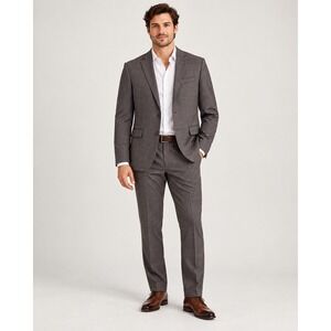 Ted Baker London Jake CT Grey Wool Suit 40S Jacket 34R Pants Micro Check